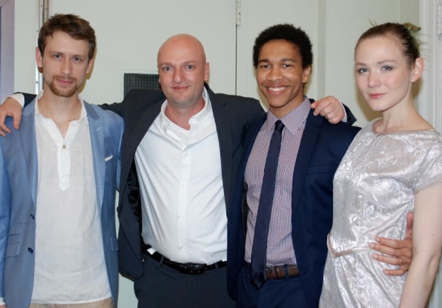 Alex Hanna, Matthew Maher, Aaron Clifton Moten, and Louisa Krause star in The Flick at the Barrow Street Theatre.