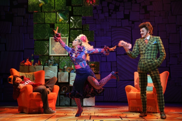 Taylor Trensch, Lesli Margherita, and Gabriel Ebert in the original Broadway cast of Matilda the Musical.
