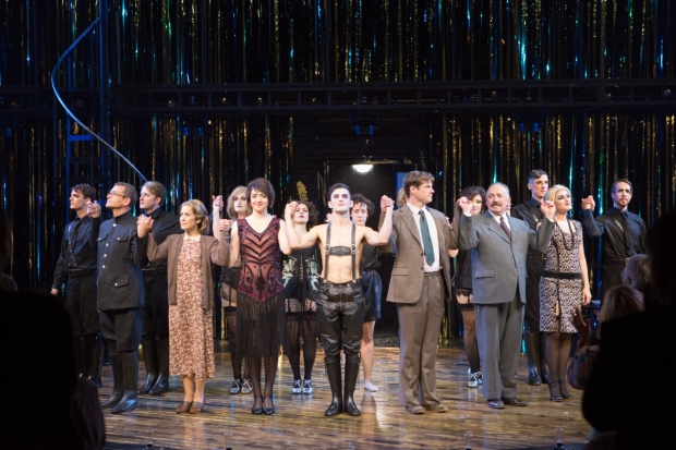 The cast of Signature Theatre&#39;s Cabaret take their opening night curtain call.