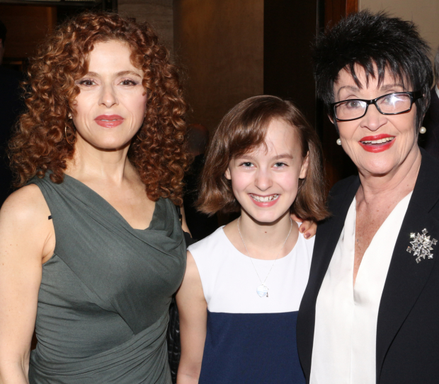 Fun Home Tony nominee Sydney Lucas shares a photo with Broadway icons Bernadette Peters and Chita Rivera.