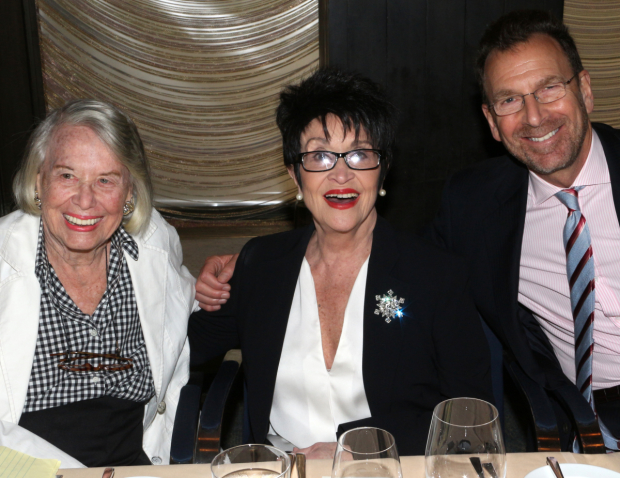 The luncheon in honor of Chita Rivera (center) was hosted by gossip columnist Liz Smith (left) and The Visit producer Edgar Bronfman, Jr.