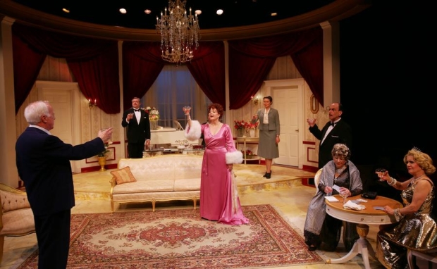 The cast of Moss Hart&#39;s Light Up the Sky, directed by Scott Edmiston, at Boston&#39;s Lyric Stage Company.