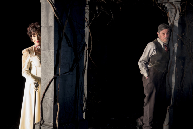 Chita Rivera as Claire Zachanassian and Roger Rees as Anton Schell.