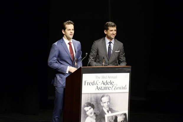 Robert Fairchild and Tony Yazbeck accept their Astaire Awards for Best Male Dancer.
