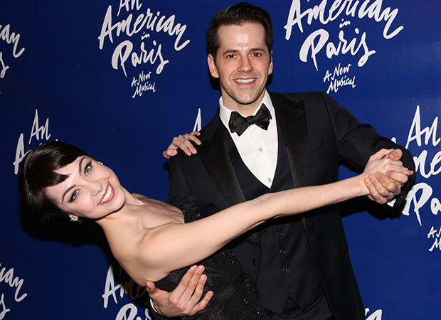 Leanne Cope and Robert Fairchild strike a pose at the American in Paris opening night party.