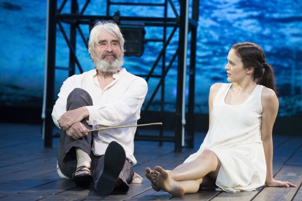 Sam Waterston and Francesca Carpani as Prospero and Miranda in Michael Greif&#39;s production of Shakespeare&#39;s The Tempest at the Delacorte Theater.