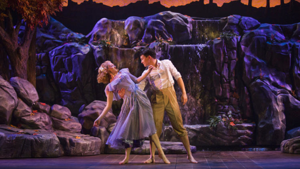 Emily Padgett and Bie Sukrit in Maltby and Shire&#39;s Waterfall at the Pasadena Playhouse.