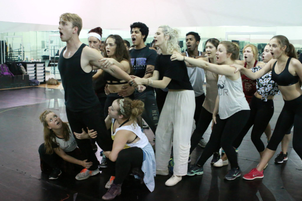 Students at the Broadway Dreams Foundation NYC Summer Performing Arts Intensive in rehearsal.