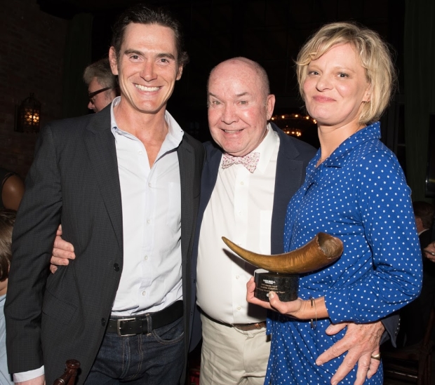 Billy Crudup poses with Red Bull Matador Award winners Jack O&#39;Brien and Martha Plimpton.