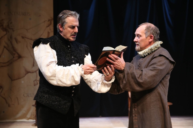 Chris Noth as Faustus and Zach Grenier as Mephistopheles in Andrei Belgrader&#39;s production of Christopher Marlow&#39;s Doctor Faustus at Classic Stage Company.