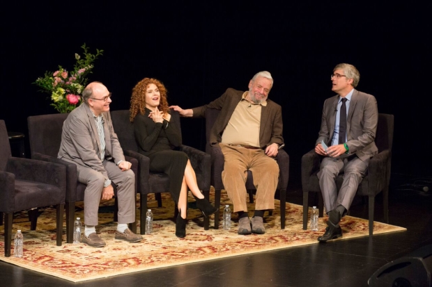 James Lapine, Bernadette Peters, and Stephen Sondheim discuss the creation of Into the Woods with moderator Mo Rocca.