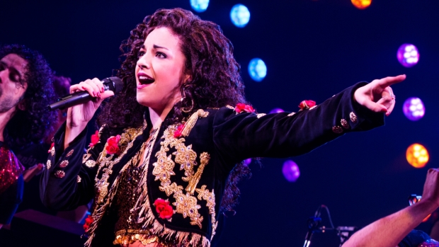 Ana Villafañe as Gloria Estefan in the new Broadway-bound biomusical On Your Feet!, directed by Jerry Mitchell, at Chicago&#39;s Oriental Theatre.