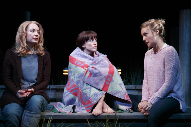 Jennifer Mudge, Heather Lind, and Alicia Silverstone in Of Good Stock, now running at New York City Center. 