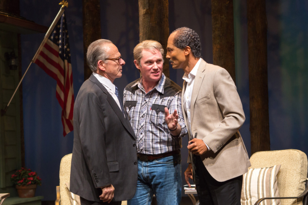 Ron Rifkin as Menachem Begin, Richard Thomas as Jimmy Carter, and Khaled Nabawy as Anwar Sadat in Camp David at Arena Stage at the Mead Center for American Theater.