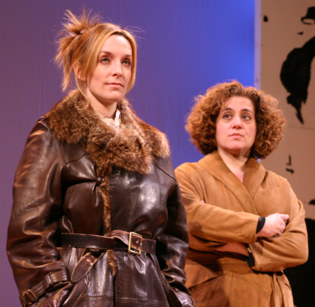 Julia Murney as aviator Amelia Earhart and Mary Testa as journalist Lorena Hickock in the 2004 Transport Group revival of Michael John LaChiusa&#39;s First Lady Suite.