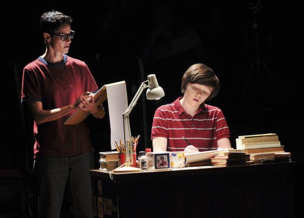 Beth Malone and Emily Skeggs as Adult Alison and Medium Alison in the Broadway production of Jeanine Tesori and Lisa Kron&#39;s Fun Home.