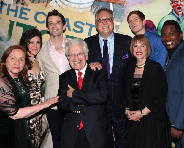 The Shows For Days family: cast members Dale Soules, Zoë Winters, and Michael Urie, director Jerry Zaks, playwright Douglas Carter Beane, and cast members Patti LuPone, Jordan Dean, and Lance Coadie Williams.