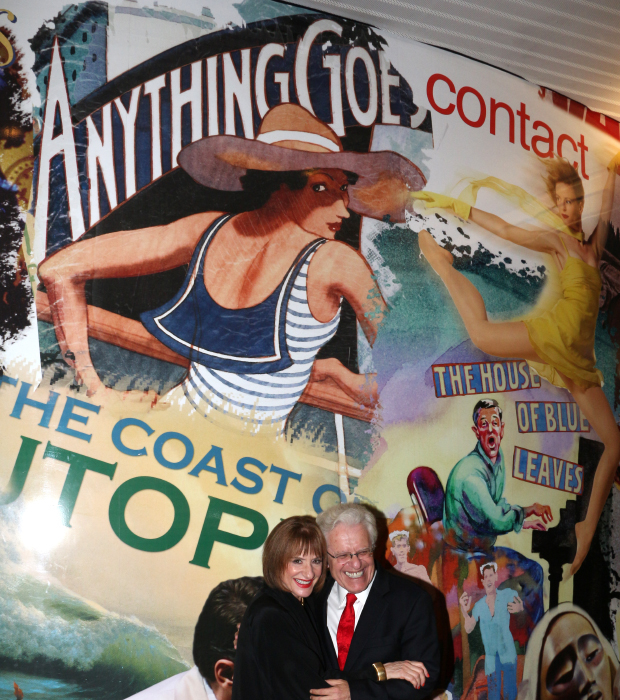Patti LuPone and Jerry Zaks bond over the Lincoln Center Theater poster of Anything Goes, which marked their first theatrical collaboration nearly 30 years ago.