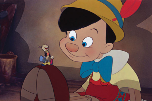 Jiminy Cricket and Pinocchio star in the 1940 Disney animated classic Pinocchio.