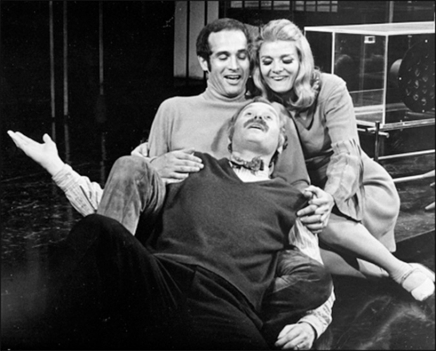 Larry Kert, George Coe, and Teri Ralston in the 1970 Broadway premiere of Company.