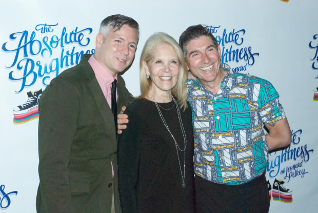 Absolute Brightness director Tony Speciale (left) and writer/performer James Lecesne (right) flank one of their illustrious producers, Daryl Roth.