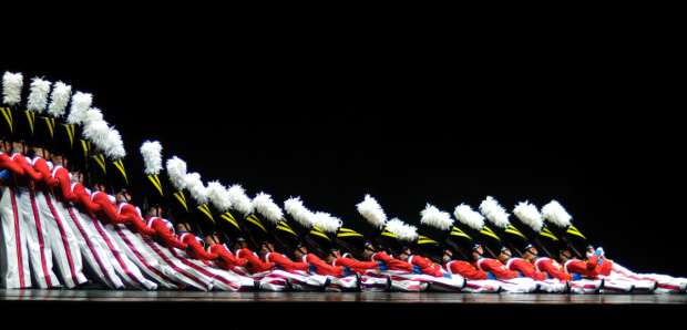 The Radio City Rockettes perform the Parade of the Wooden Soldiers in the Radio City Christmas Spectacular.