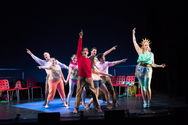 Gil Perez-Abraham and Shakina Nayfack lead the cast of Noemi de la Puente and David Davila&#39;s Manuel Versus the Statue of Liberty, directed by José Zayas, at The Pershing Square Signature Center for NYMF.