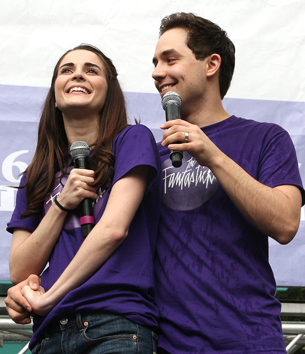 The Fantasticks stars Samantha Bruce and Daniel Berryman sing &quot;Soon It&#39;s Gonna Rain&quot; at Broadway in Bryant Park.