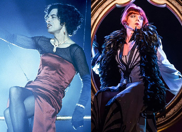 Mick Jagger as Greta in the 1997 film version of Bent&#39; (left); Jake Shears as Greta in the 2015 Center Theatre Group revival of Bent (right).