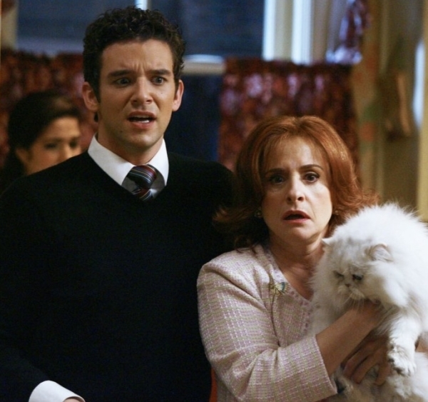 Michael Urie as Marc St. James and Patti LuPone as his mother, Jean, on the ABC television series Ugly Betty.