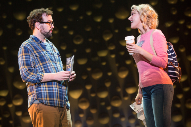 Matt Bittner and Betsy Wolfe costar in the world premiere of Up Here, directed by Alex Timbers, at La Jolla Playhouse.