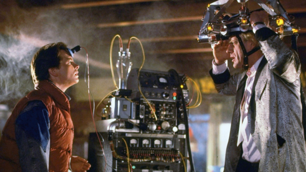 Michael J. Fox and Christopher Lloyd in the 1985 film Back to the Future.