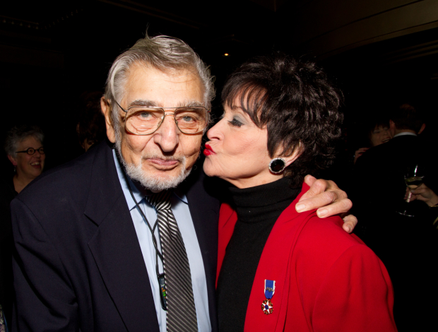 Samuel &quot;Biff&quot; Liff gets a kiss from Chita Rivera at Primary Stages&#39; 2010 Gala, where he was honored for his work.