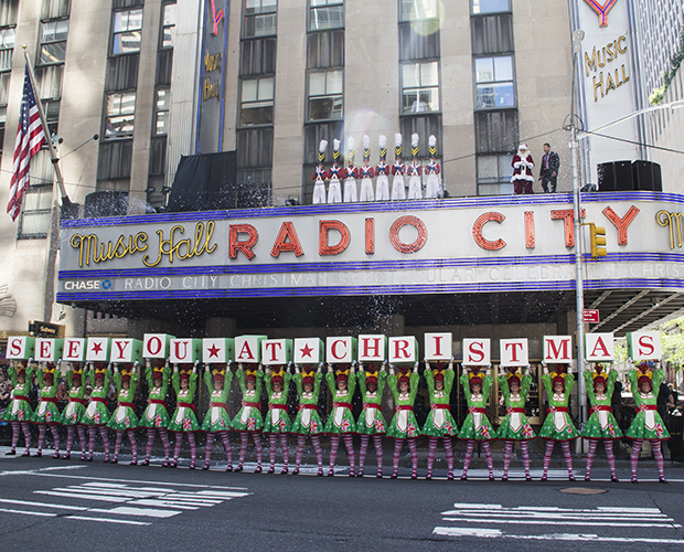 The Radio City Rockettes kick off the holiday season in front of the famed Music Hall.