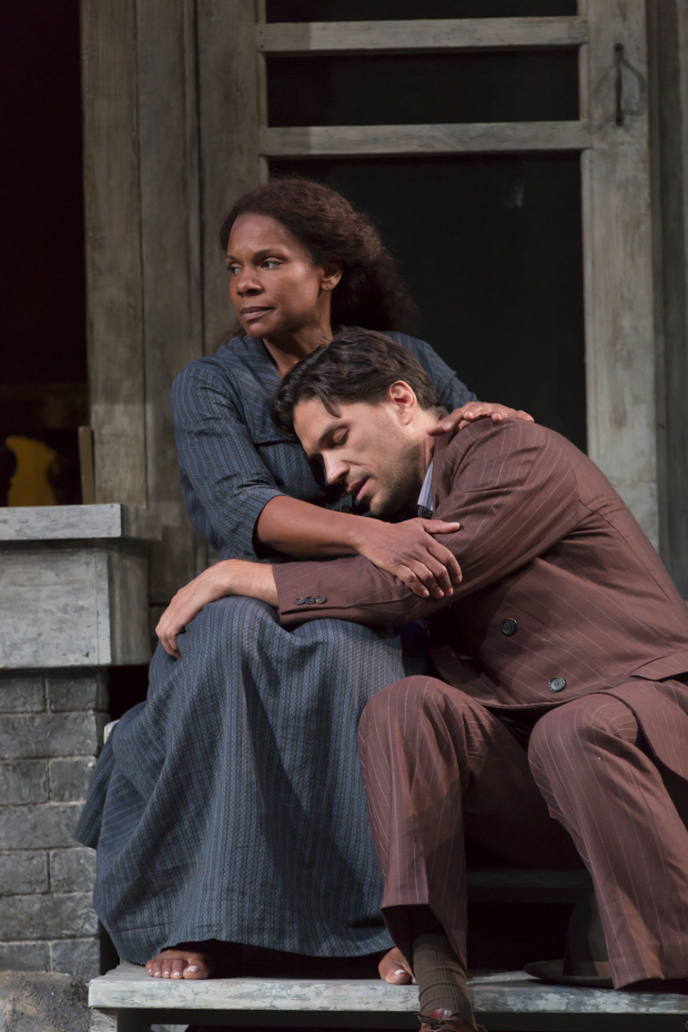 Audra McDonald as Josie Hogan and Will Swenson as James Tyrone Jr. in Gordon Edelstein&#39;s Williamstown Theatre Festival revival of A Moon for the Misbegotten by Eugene O&#39;Neill.