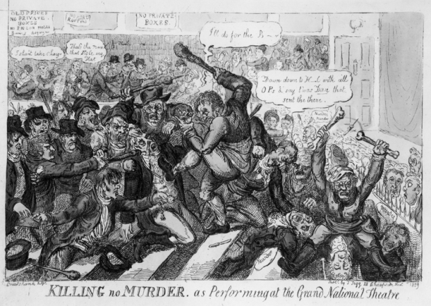 Cartoon of the Old Price Riots by Isaac Robert Cruikshank
