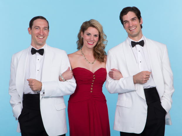 Ben Dibble, Megan Nicole Arnoldy and Paul Schaefer in Cole Porter's High Society, directed by Frank Anzalone, at Walnut Street Theatre.