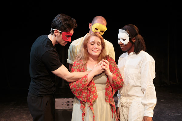 Geoffrey Hymers, Sabrina Michelle Wardlaw, Justin Hart, and Deanna Marie in The Nightingale and the Rose vignette from Wilde Tales, adapted and directed by Kevin P. Joyce.