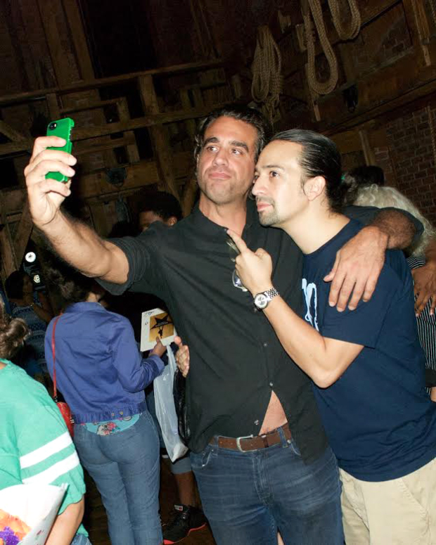 Bobby Cannavale takes a selfie with Hamilton creator and star Lin-Manuel Miranda.
