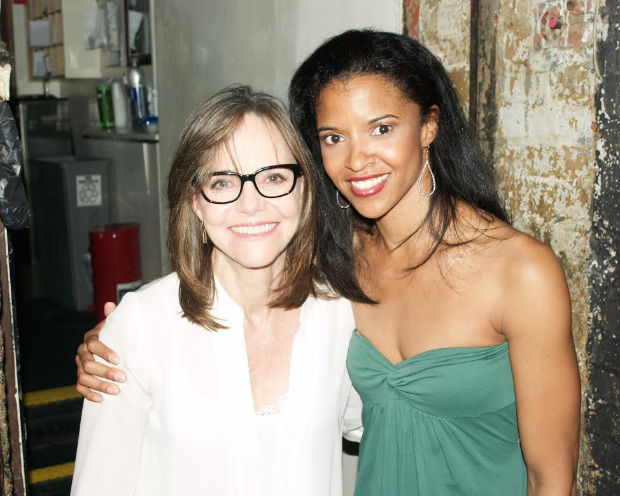 Sally Field poses with Renée Elise Goldsberry, who plays Angelica Schuyler.