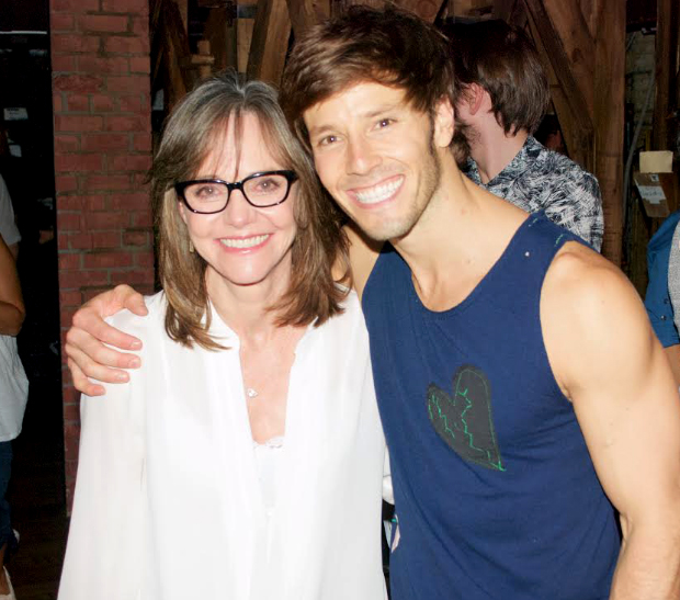 Hamilton ensemble member Thayne Jasperson (right) connects with Sally Field after the show.