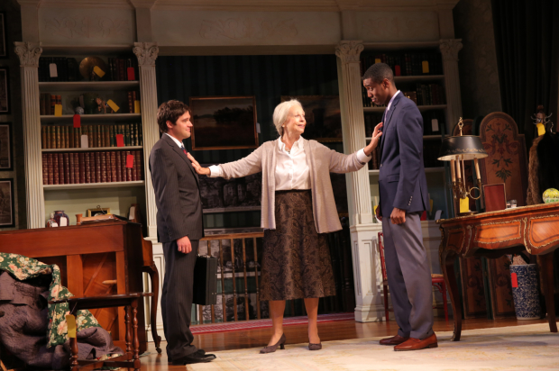 Joe Paulik, Maureen Anderman, and Gabriel Brown star in A.R. Gurney&#39;s Love and Money, directed by Mark Lamos, at the Pershing Square Signature Center.