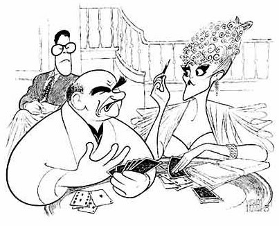 Hirschfeld&#39;s caricature of Ed Asner and Bernadette Peters in a revival of Born Yesterday.