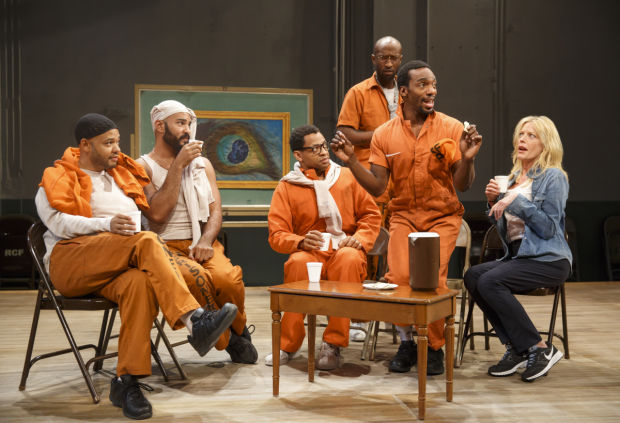 Ryan Quinn, Nicholas Christopher, Derrick Baskin, Donald Webber Jr., Daniel J. Watts, and Sherie Rene Scott star in Scott and Dick Scanlan&#39;s Whorl Inside a Loop, directed by Scanlan and Michael Mayer, at Second Stage Theatre.