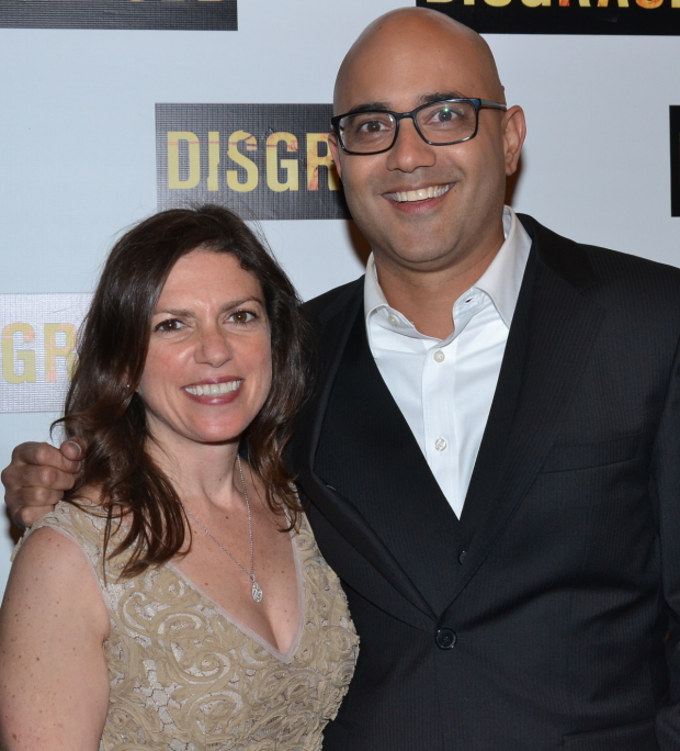 Senior with Disgraced playwright Ayad Akhtar on the play&#39;s Broadway opening night on October 23, 2014. 