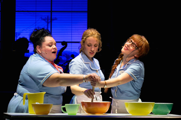 Keala Settle, Jessie Mueller, and Jeanna de Waal in Waitress, directed by Diane Paulus, at the American Repertory Theater.