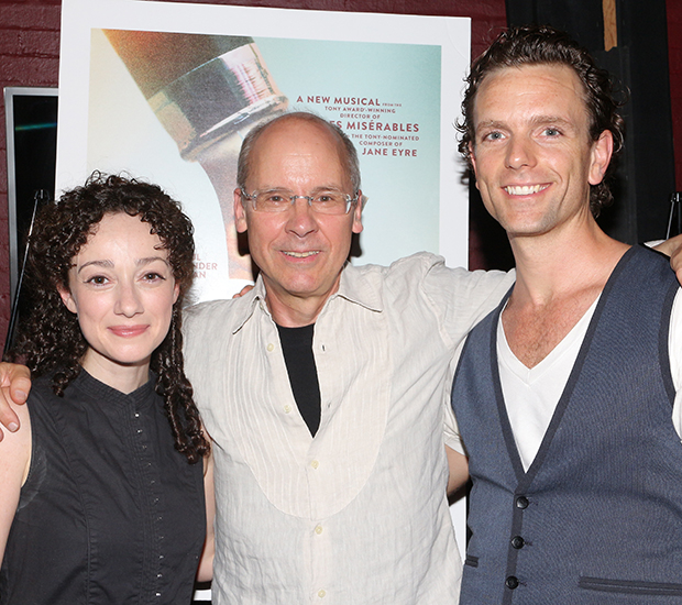 Megan McGinnis and Paul Alexander Nolan pose with their director/book writer, John Caird (center).