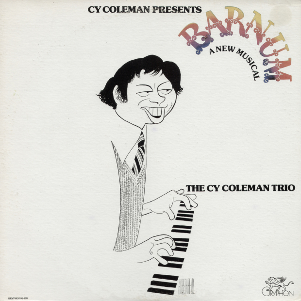 Al Hirschfeld caricatured Cy Coleman for the cover of the Cy Coleman Trio&#39;s album Barnum, featuring songs from the 1980 musical.