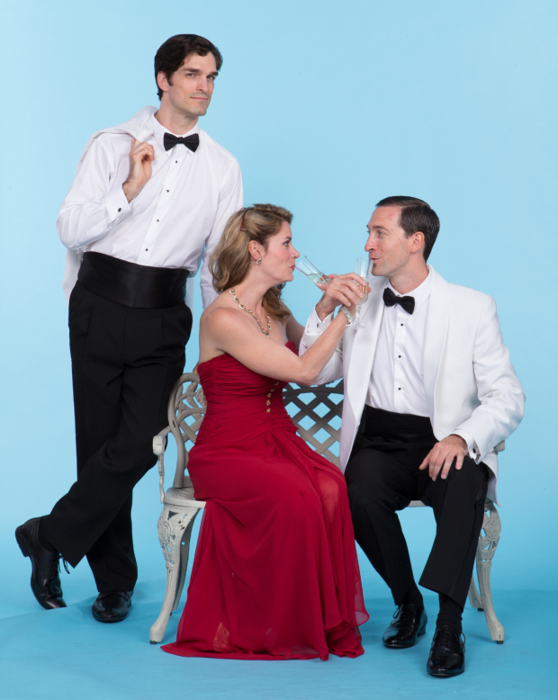 Ben Dibble, Megan Nicole Arnoldy, and Paul Schaefer star in Walnut Street Theatre&#39;s upcoming production of High Society.