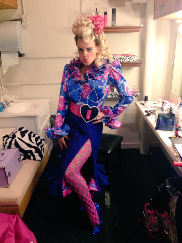 Amy Spanger shows off her look as Mrs. Wormwood in Broadway&#39;s Matilda.